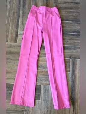 Venti6 Pink Women's High-Waist Straight-Leg Faux Leather Pants